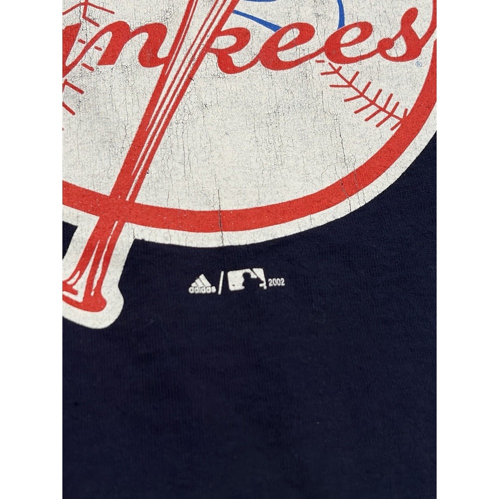 Vintage Y2k New York Yankees Adidas Double Sided Graphic Tee Navy Blue XXL 2002 - Picture 8 of 10